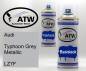 Preview: Audi, Typhoon Grey Metallic, LZ7F: 400ml Sprühdose + 400ml Klarlack - Set, von ATW Autoteile West.